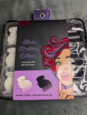 Hair Roller Clips Bella Pro 12 Piece  White & Black